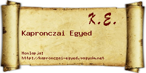 Kapronczai Egyed névjegykártya