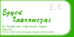 egyed kapronczai business card